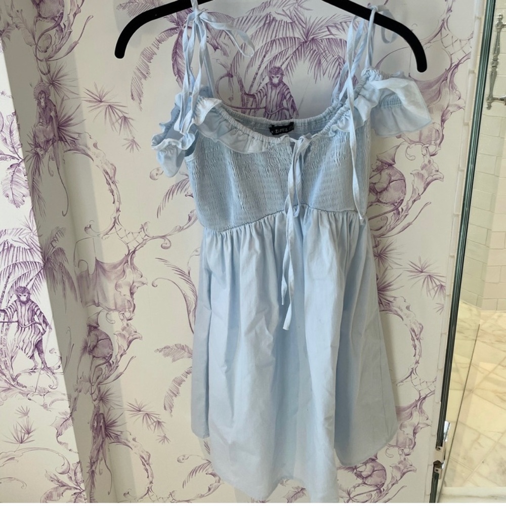 Zaful baby blue dress with tie straps